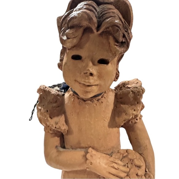 Vintage Lee Bortin Girl Holding Bowl Molded Clay Figurine Chicago Signed 11.5” - Picture 1 of 11